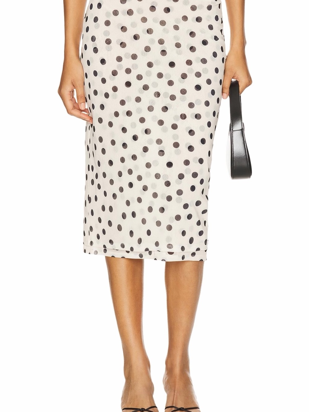 Revolve LPA Carla Cream Midi Skirt with Black Polka Dots